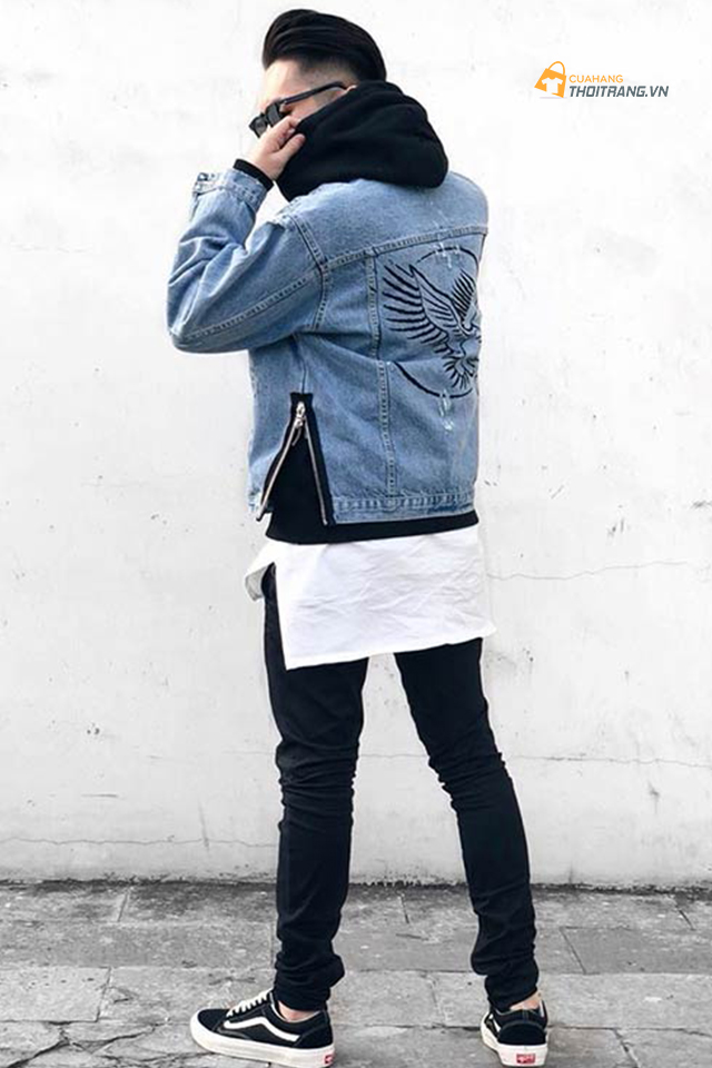 Hoodie – áo khoác layer – quần jean – giày Vans